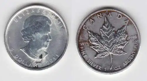 5 Dollar Silber Münze Kanada Meaple Leaf 2011 1 Unze Feinsilber (132717)
