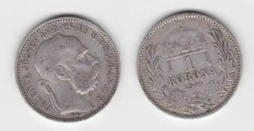 1 Krone Silber Münze Ungarn 1894 (118728)