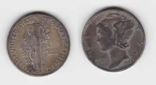 1 Dime Silber Münze USA 1942 Liberty (114133)