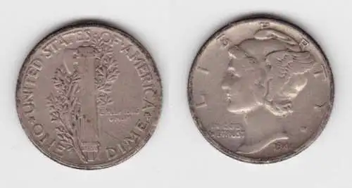 1 Dime Silber Münze USA 1944 Liberty (123600)