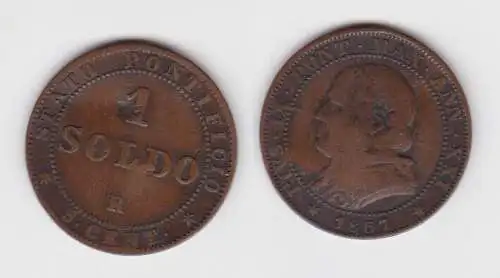 1 Soldo Kupfer Münze Vatikan Pius IX. 1867 (117309)