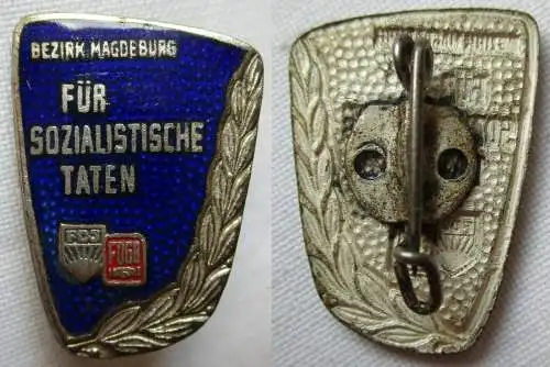 DDR FDJ Abzeichen Für sozialistische Taten Bezirk Magdeburg FDGB (142317)