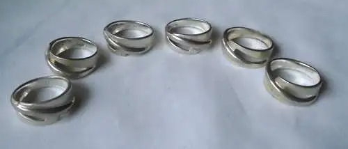 Set aus 6 anziehenden 925er Sterling Silber Ringen matte Oberfläche (111395)