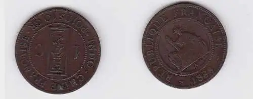 1 Cent Kupfer Münze Französisch Indo China 1888 (131386)