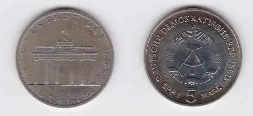 DDR Gedenk Münzen 5 Mark Brandenburger Tor 1981 (131164)