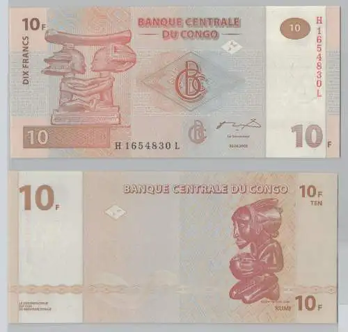 10 Francs Banknote Kongo 30.06.2003 kassenfrisch (152523)