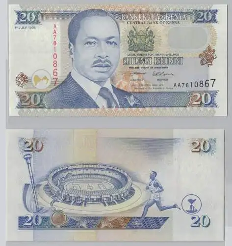 20 Shillings Banknote Kenia Kenya 01.07.1995 kassenfrisch (152535)