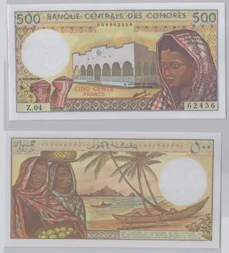 500 Francs Banknote Comoros Komoren 1994 bankfrisch (152527)