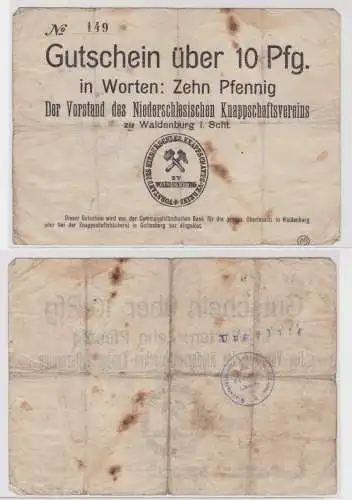 10 Pfennig Banknote Waldenburg Niederschlesischer Knappschaftsverein (111295)