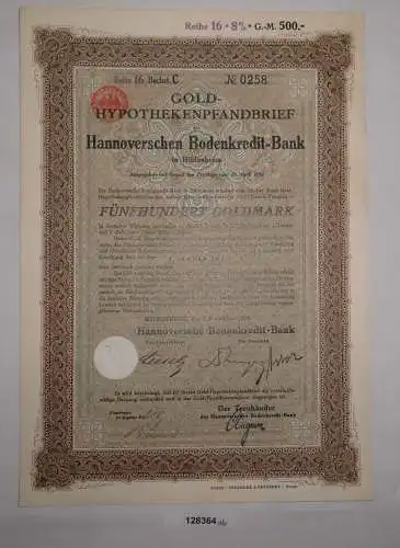 500 Goldmark Pfandbrief Hannoversche Bodenkredit-Bank Hildesheim 1928 (128364)
