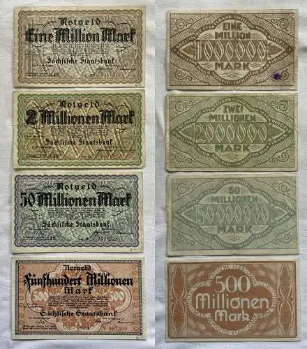 4 x Banknoten Inflation Sächsische Staatsbank Dresden 1923 (153997)