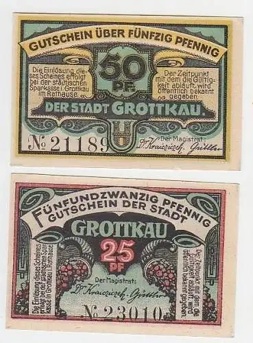 25 und 50 Pfennige Notgeld Stadt Grottkau um 1920 (110830)