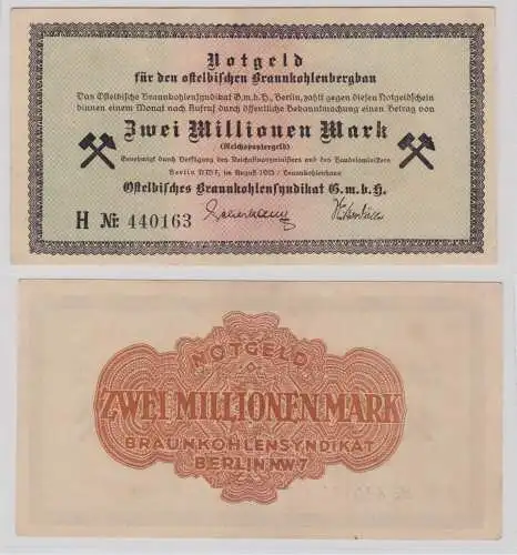 2 Millionen Mark Banknote Berlin Ostelbische Braunkohlensyndikat 1923 (135678)