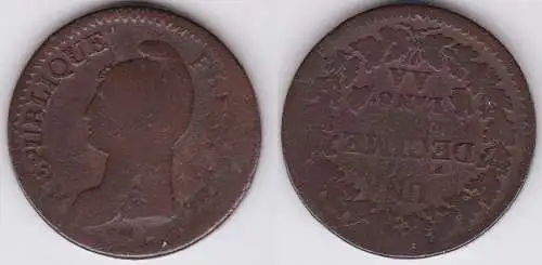 1 Decime Kupfer Münze Frankreich L`AN 8 AA (122119)