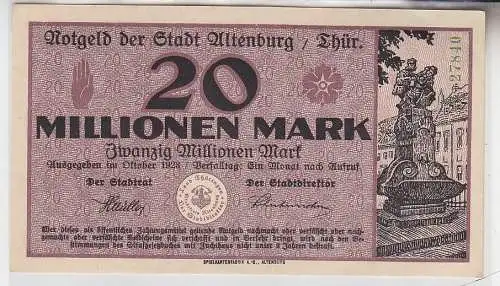 Banknote 20 Millionen Mark Notgeld der Stadt Altenburg Oktober 1923 (110930)