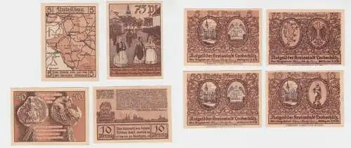 5 bis 75 Pfennig Banknoten Notgeld Stadt Leobschütz ohne Datum (137724)