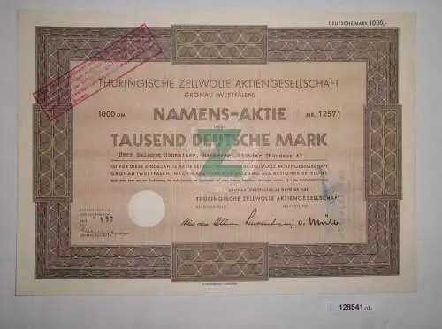 1000 Mark Aktie Thüringische Zellwolle AG Gronau (Westfalen) Okt. 1955 (128541)