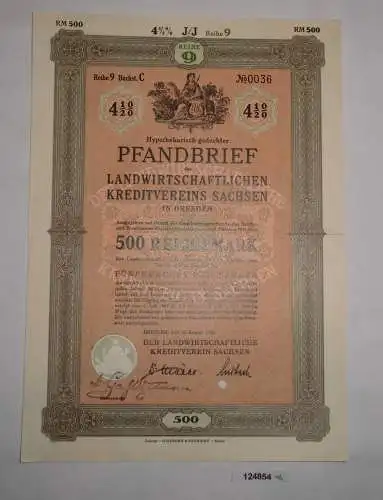 500 RM Pfandbrief Landwirtschaftlicher Kreditverein Sachsen Dresden 1938 /124854