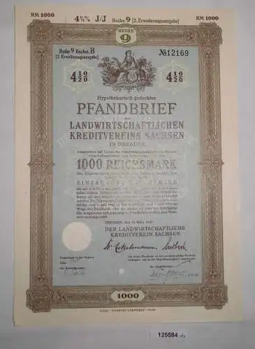 1000 RM Pfandbrief Landwirtschaftlicher Kreditverein Sachsen 1940 (125584)
