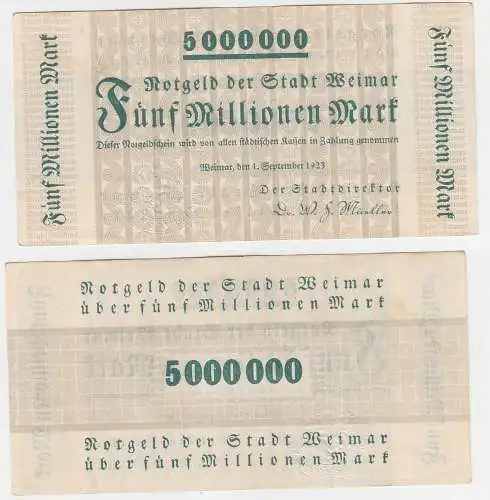 5 Millionen Mark Banknote Notgeld der Stadt Weimar 1.September 1923 (112083)