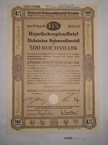 500 RM Schuldverschreibung Sächsische Bodencreditanstalt Dresden 1940 (121753)