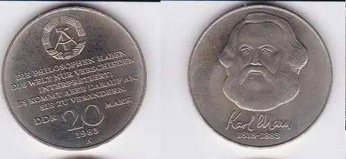 DDR Gedenk Münze 20 Mark Karl Marx 1983 Stempelglanz (128496)