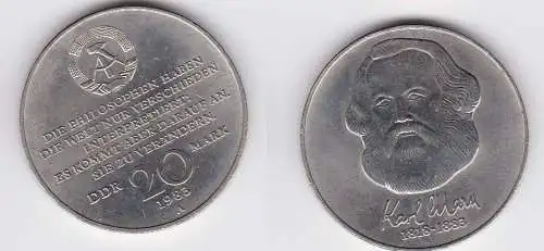 DDR Gedenk Münze 20 Mark Karl Marx 1983 Stempelglanz (128511)