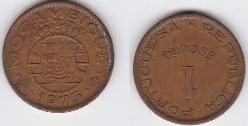 1 Escudo Bronze Münze Mosambik Moçambique 1973 (123276)