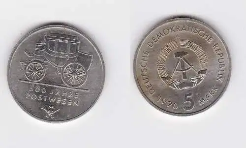 DDR Gedenk Münze 5 Mark 500 Jahre Postwesen 1990 Stempelglanz (128671)