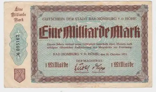 1 Milliarde Mark Banknote Inflation Stadt Bad Homburg v.d.Höhe 1923 (106194)