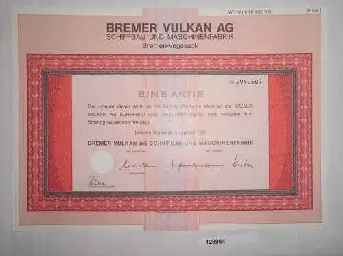 50 Mark Aktie Bremer Vulkan AG Schiffbau & Maschinenfabrik Januar 1990 (128964)