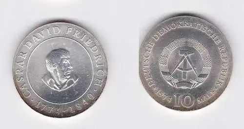 DDR Gedenk Silber Münze 10 Mark Caspar David Friedrich 1974 Stgl. (128570)