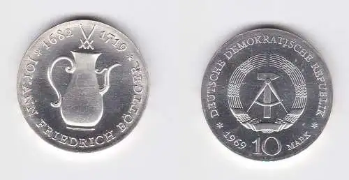 DDR Gedenk Silber Münze 10 Mark Johann Friedrich Böttger 1969 Stgl. (128362)