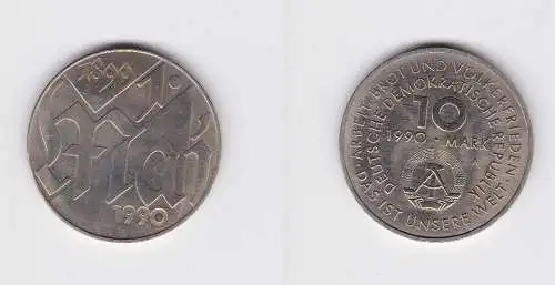 DDR Gedenk Münze 10 Mark 100.Jahre 1.Mai Feiertag 1990 Stempelglanz (129598)