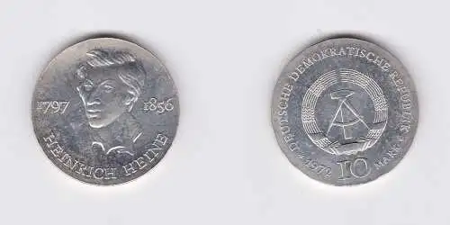DDR Gedenk Silber Münze 10 Mark Heinrich Heine 1972 Stempelglanz (128757)