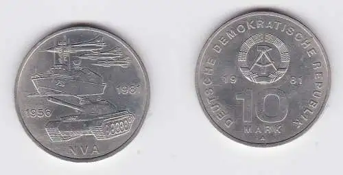 DDR Gedenk Münze 10 Mark 25 Jahre Nationale Volksarmee NVA 1981 Stgl. (129564)