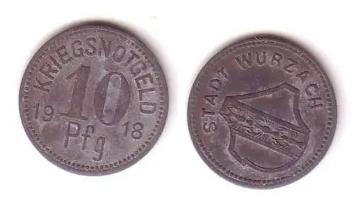 10 Pfennig Notgeld Zink Münze Stadt Wurzach 1918 (112447)