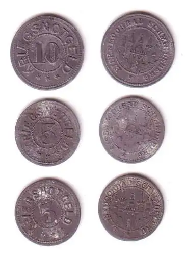 2 x 5 & 10 Pfennig Notgeld Zink Münzen Stadt Schmiedeberg ohne Jahr (112367)