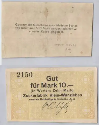 10 Mark Banknote Klein Wanzleben Zuckerfabrik Rabbethge & Giesecke AG (129438)
