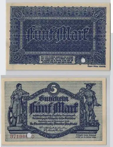 5 Mark Banknote Finanzvereinigung Chemnitzer Industrieller 16.11.1918 (129171)