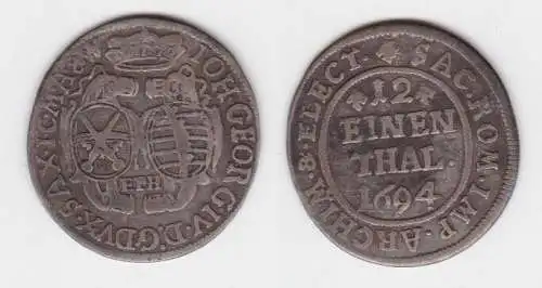 1/12 Taler Silber Münze Sachsen EPH 1694 (139794)