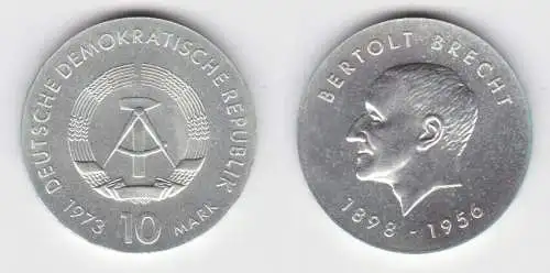 DDR Gedenk Silber Münze 10 Mark Bertholt Brecht 1973 (141152)