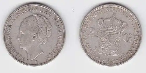 2 1/2 Gulden Silber Münze Niederlande 1929 (121956)