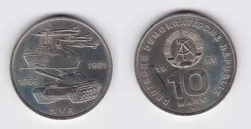 DDR Gedenk Münze 10 Mark 25 Jahre Nationale Volksarmee NVA 1981 Stgl. (120184)