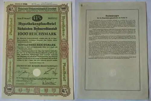 100 RM Schuldverschreibung Sächsische Bodencreditanstalt Dresden 1940 (126891)