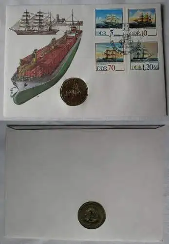 DDR Numisbrief mit 5 Mark Überseehafen Rostock 1988 (131933)