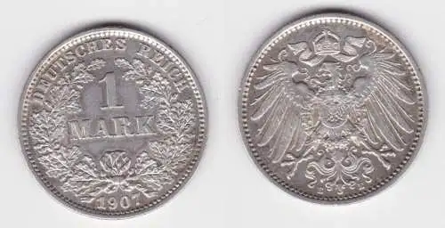 1 Mark Silber Münze Kaiserreich 1907 E vz (148139)