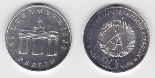 DDR Gedenk Münze 20 Mark Brandenburger Tor Nickel 1990 Stempelglanz (151787)