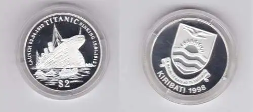 2 Dollar Silber Münze Kiribati 1998 Untergang der  R.M.S. "Titanic" (152355)