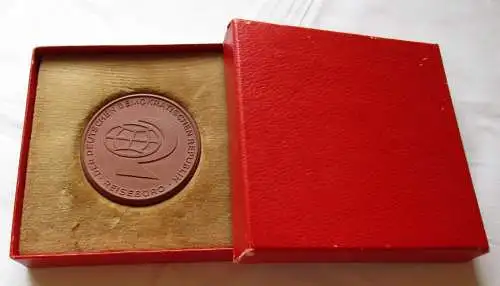 Meissner Porzellan Medaille 10 Jahre Reisebüro der DDR 1958-1968 + Etui (109386)